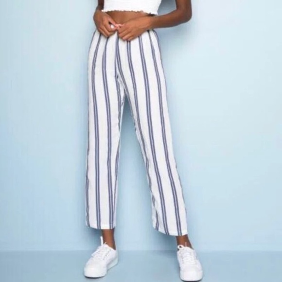 Brandy Melville Pants - Brandy Melville White & Blue Striped Pants